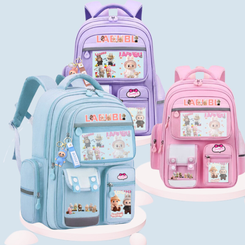 In stock)Labubu cute cartoon school student children school bag ...