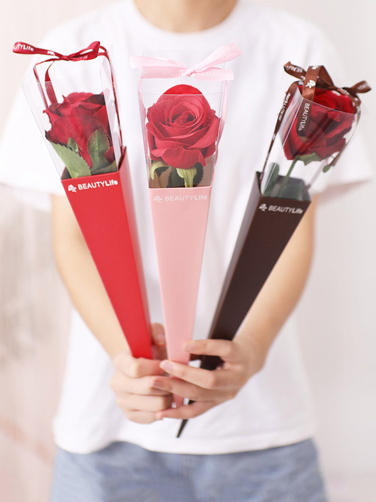 Single Rose Creative Packaging Valentine's Day Wer Bouquet, Empty Paper ...