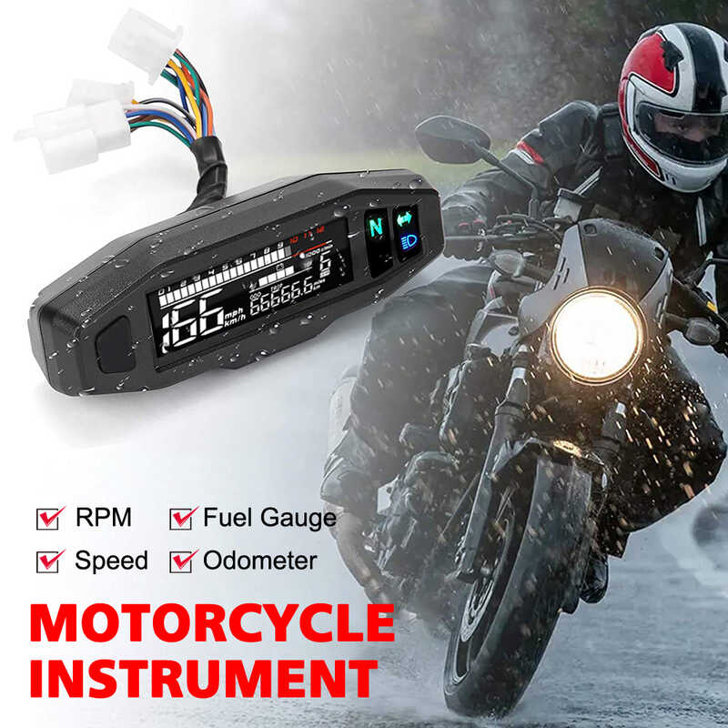 Universal Motorcycle Speedometer Digital Speed Meter LED Tachometer ...