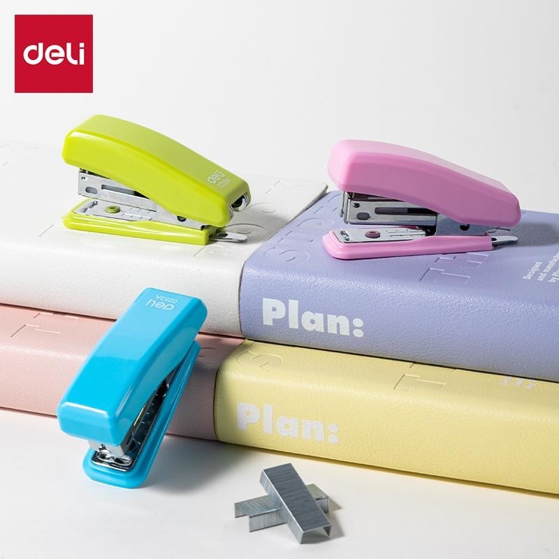 Deli Mini Stapler Mixed Color Compact Stapler with Card Packaging ...