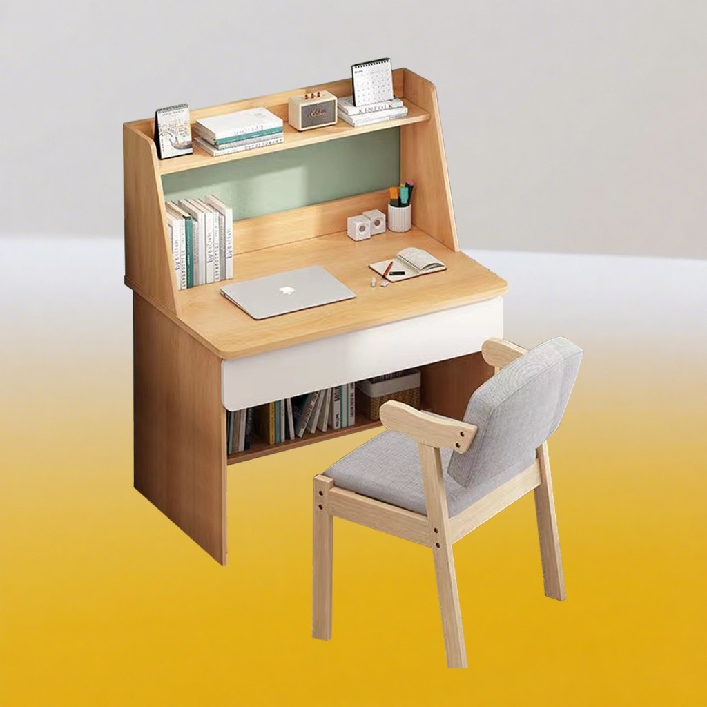 Simple home bedroom student study table computer desk desk bookshelf ...