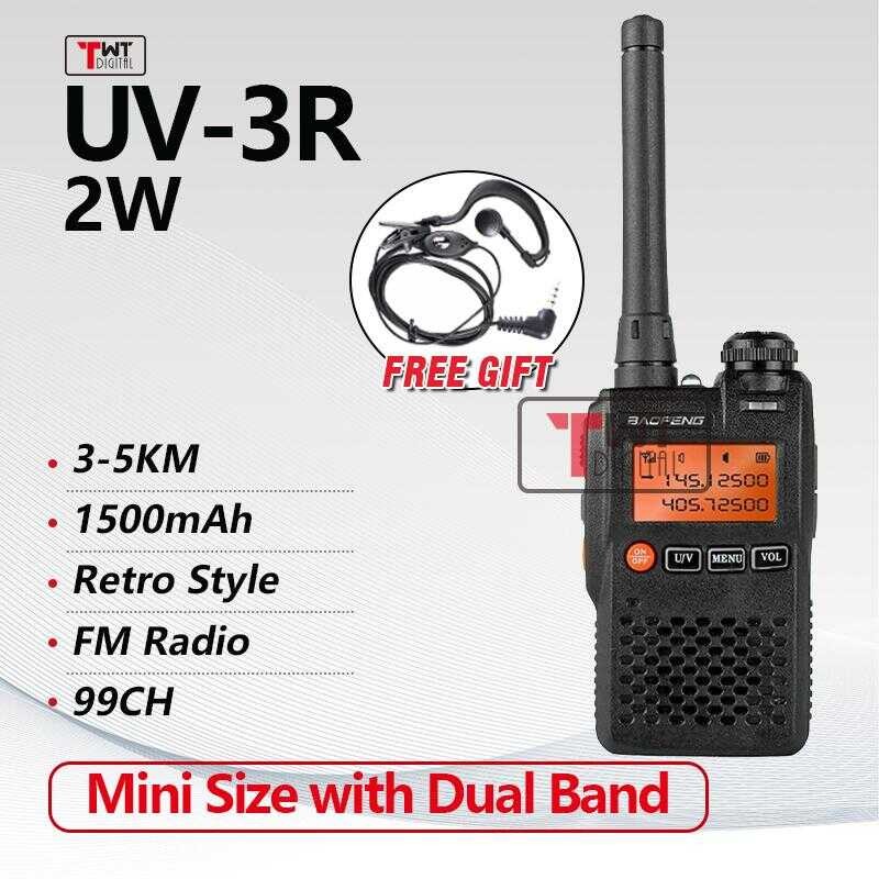 Baofeng Uv-3R Mini Walkie Talkie FM VOX Dual Band Dual Frequency ...