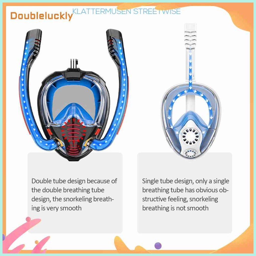 DL-HPSwimming Mask Double Breathing Tube Snorkeling Diving Goggles ...