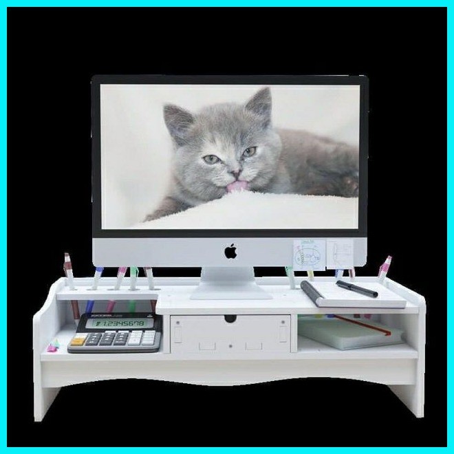 Computer Riser Monitor Stand Tidy PC Laptop Screen TV Desk Storage ...