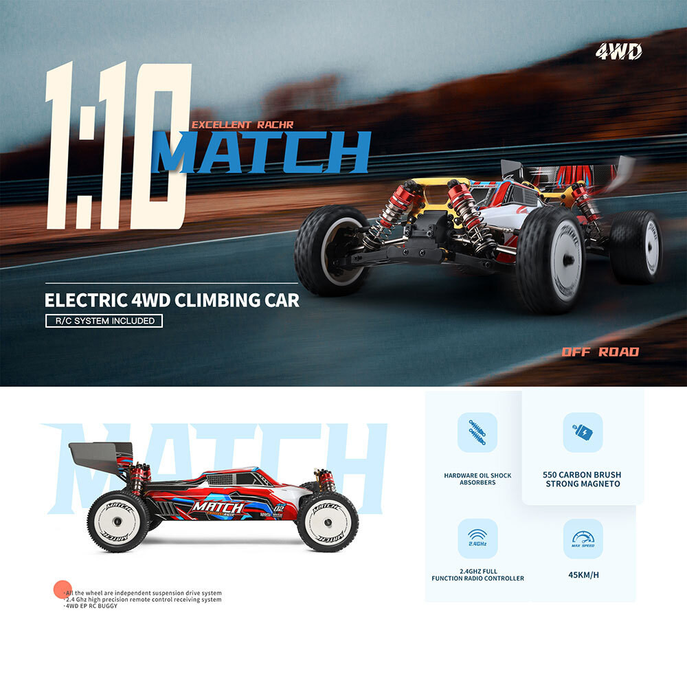 Wltoys 104001 RTR 1/10 4Wd RC 2.4G Remote Control Racing Car Drift 45Km