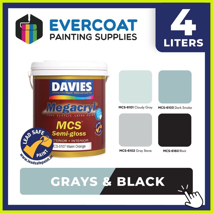 Davies Paints Megacryl Semi-Gloss 4-Liters (Grays & Blacks) | Shopee ...