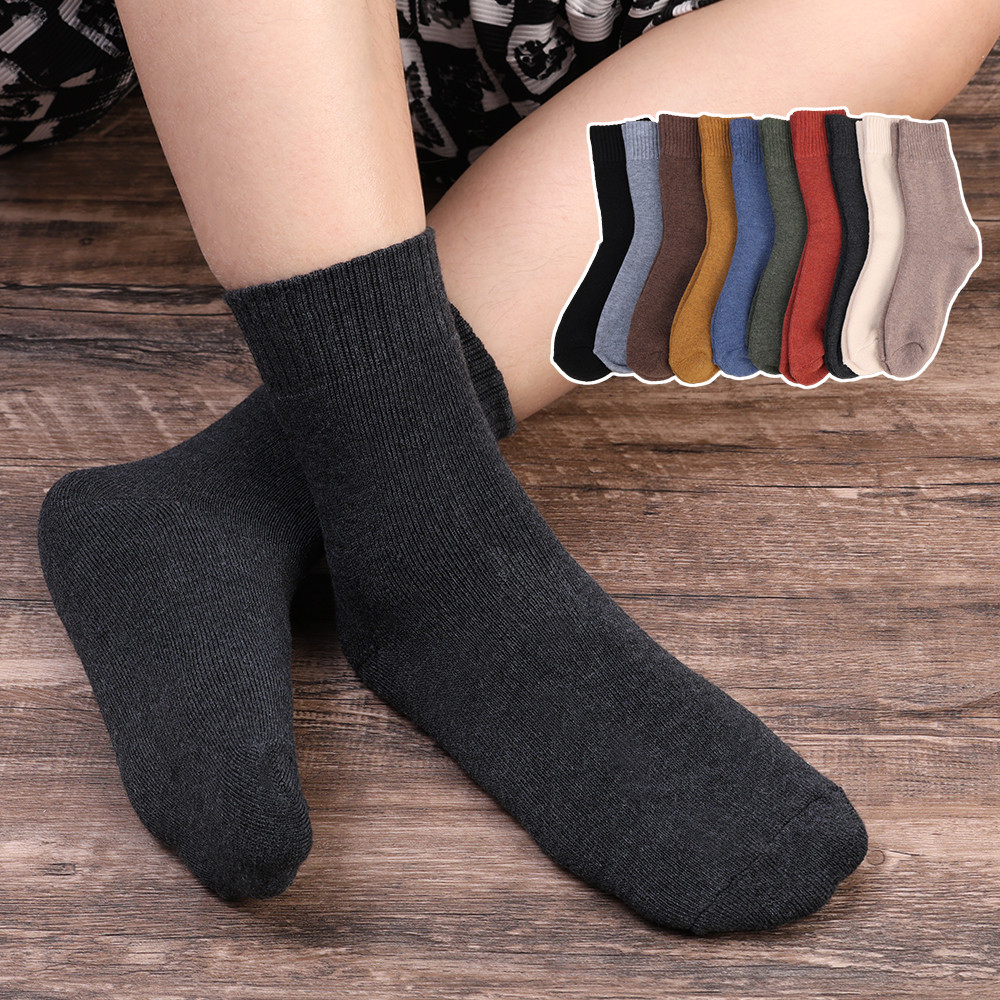 1/3Pairs Winter Thick Looped Mid Tube Floor Socks - Heat Storage Cold ...