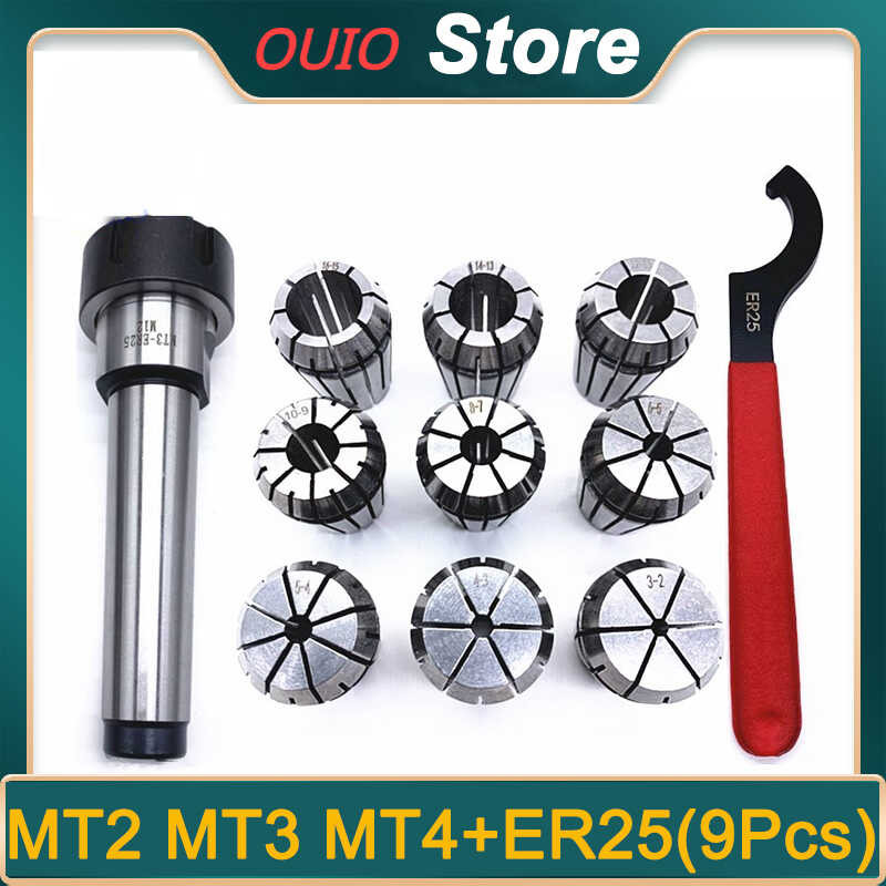 OUIO 5c ER25 Collet Set Spring Clamps 9PCS MT2 ER25 M12 1PC ER25 Wrench ...