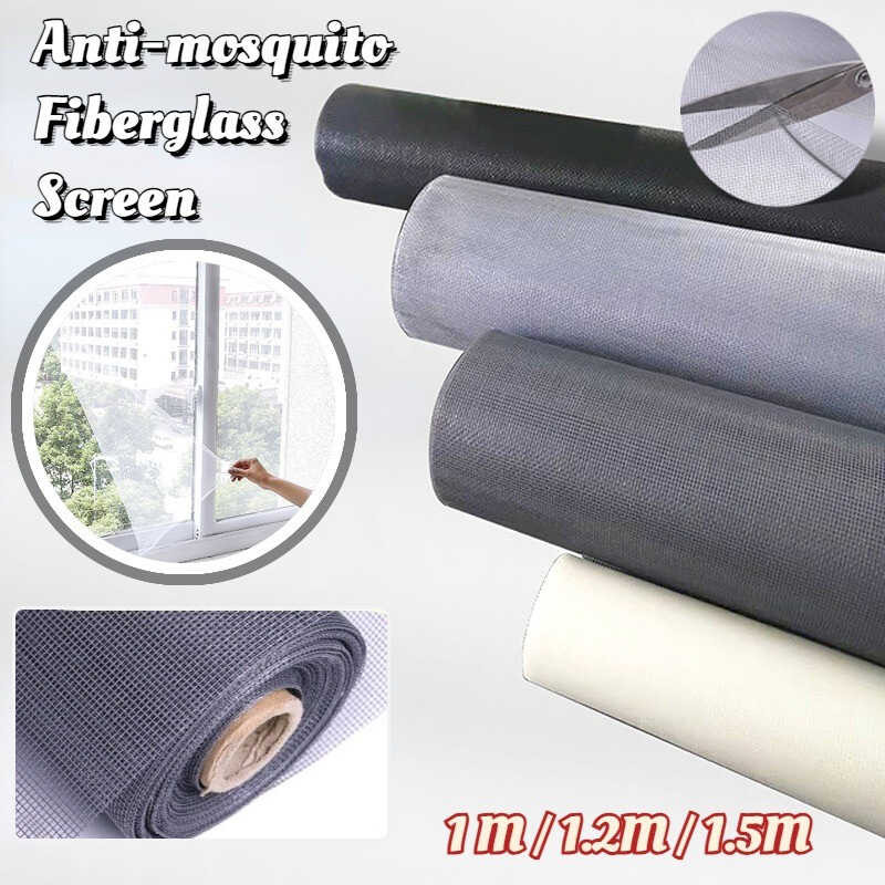 1/1.2/1.5M Fiberglass Window Screen Flyscreen Roller Roll Up Insect ...