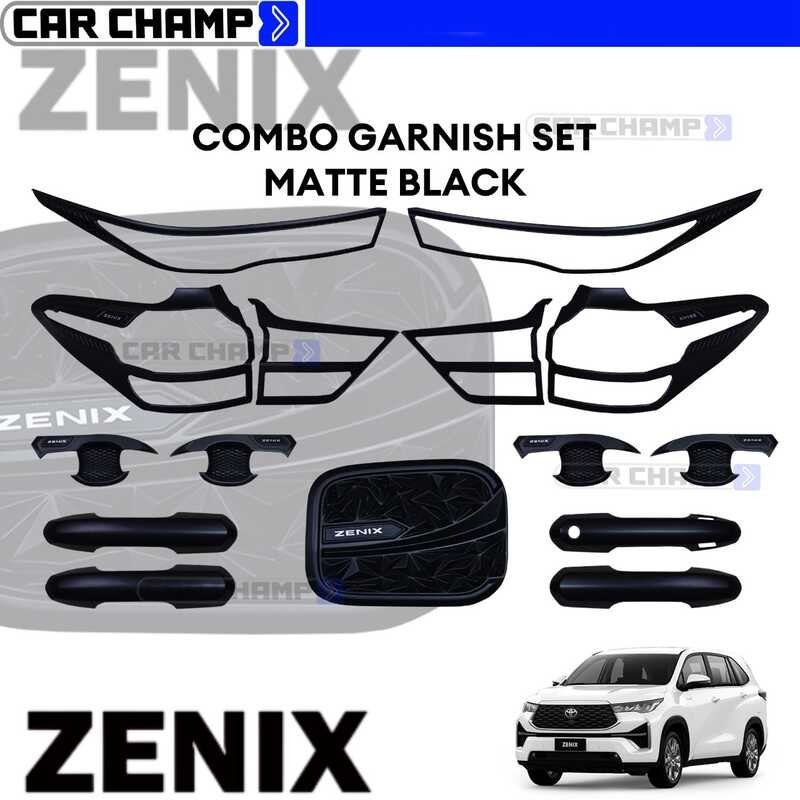 Toyota Zenix 2023 hanggang 2024 Garnish Combo Set Cover Matte black V1