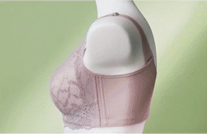 Side closure bra Latex inner cups for healthy breasts Big boobs show ...