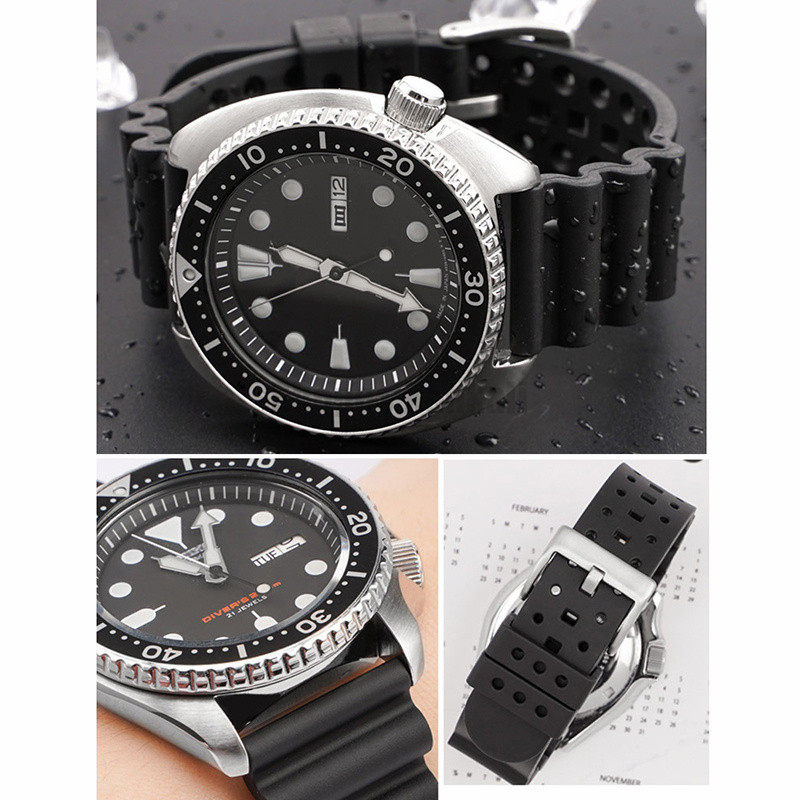 Bracelet Silicone Orange Pour Seiko SKX007 - 22mm - Confort Maxi, Fabriqué Au Japon