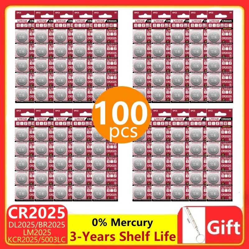 100pcs cr2025 cr 2025 3v lithium batteries for car remote control