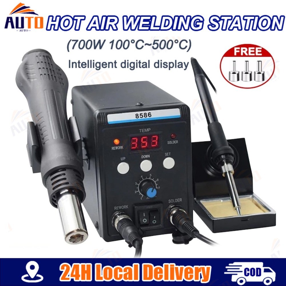 8586 Digital Soldering Station 2in1 Soldering Iron Heat Gun Hot Air