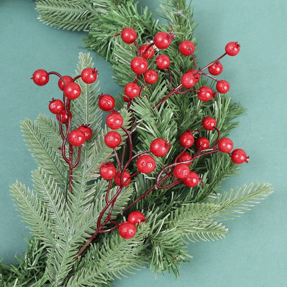 20Pcs Christmas Artificial Red Berry DIY Holly Foam Berries Branches