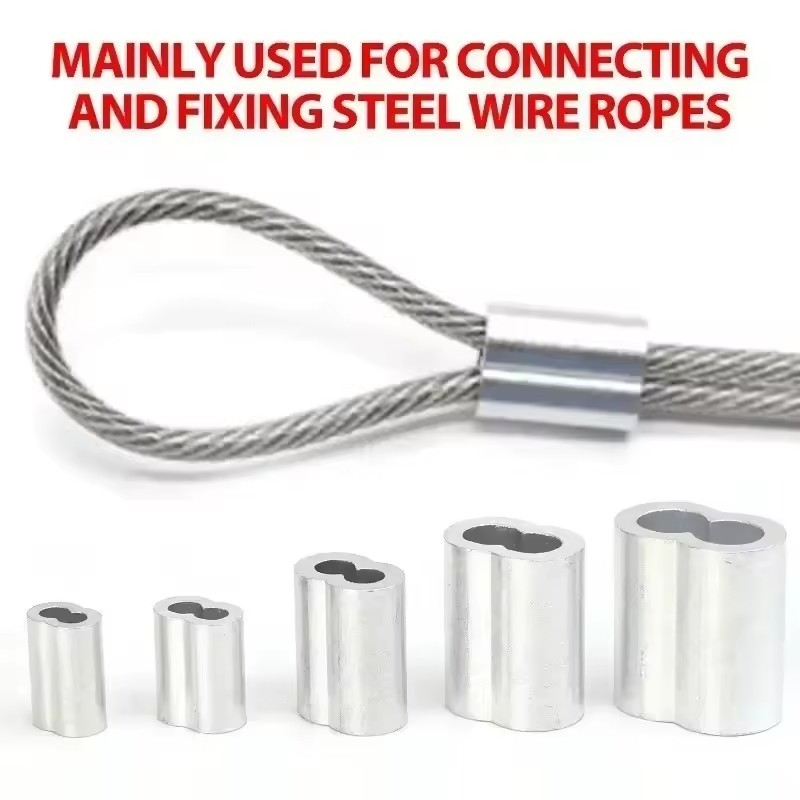 50-100PCS Double Hole Cable Crimp Sleeve - Aluminum Cable Stopper Crimp ...