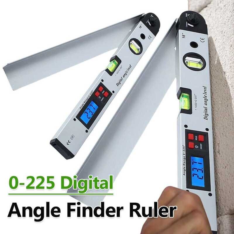 0-225° 1 0C Portable Protractor Backlit Screen Electronic Gauge Meter ...