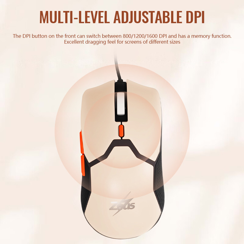 Zeus ZM-30 Ergonomic 4 DPI Adjustment Wired Gaming Mouse 6 Buttons ...