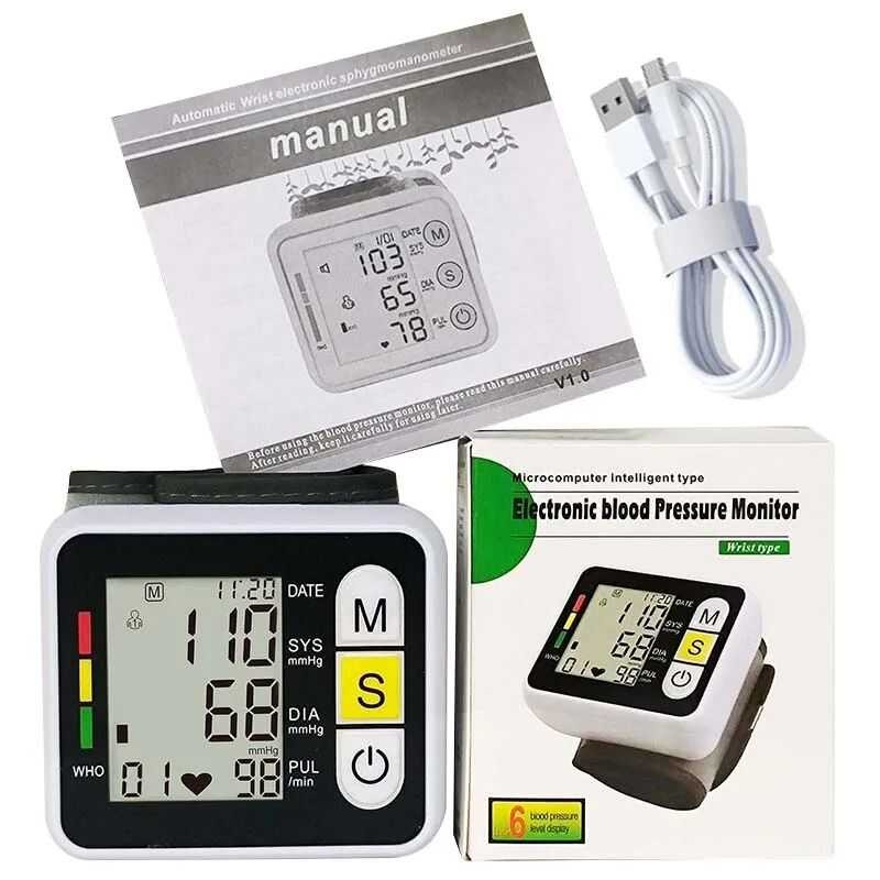 LCD Display Wrist Blood Pressure Monitor Tonometer Tensiometer ...