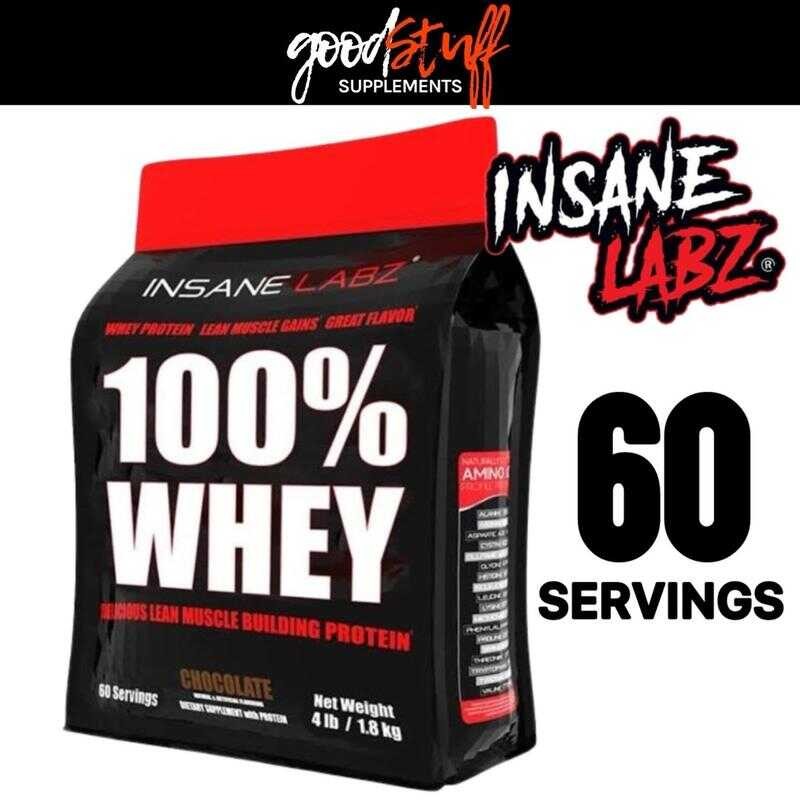 Insane Labz Whey Protein Powder, 4Lbs, 60 Servings, 20G Of Protein ...