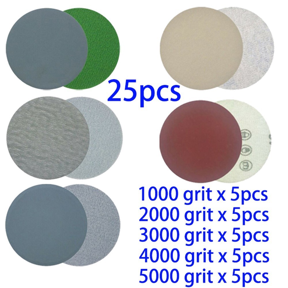 25pcs Wet/Dry 2inch 1000 3000 4000 5000Grit Sand Paper Sanding Discs