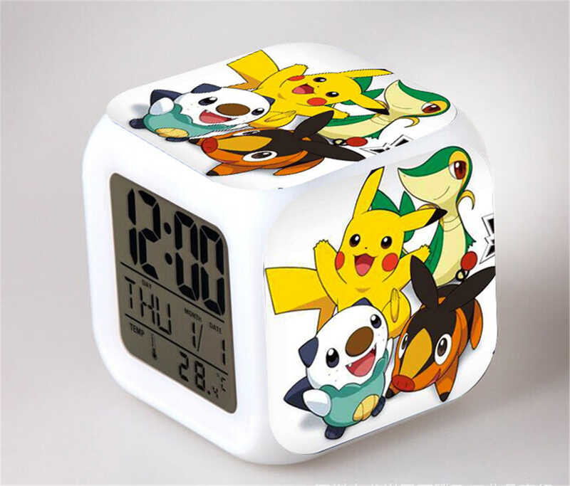Alarm Anime - Night Light Colorful LED Digital Clock Pikachu Squirtle ...