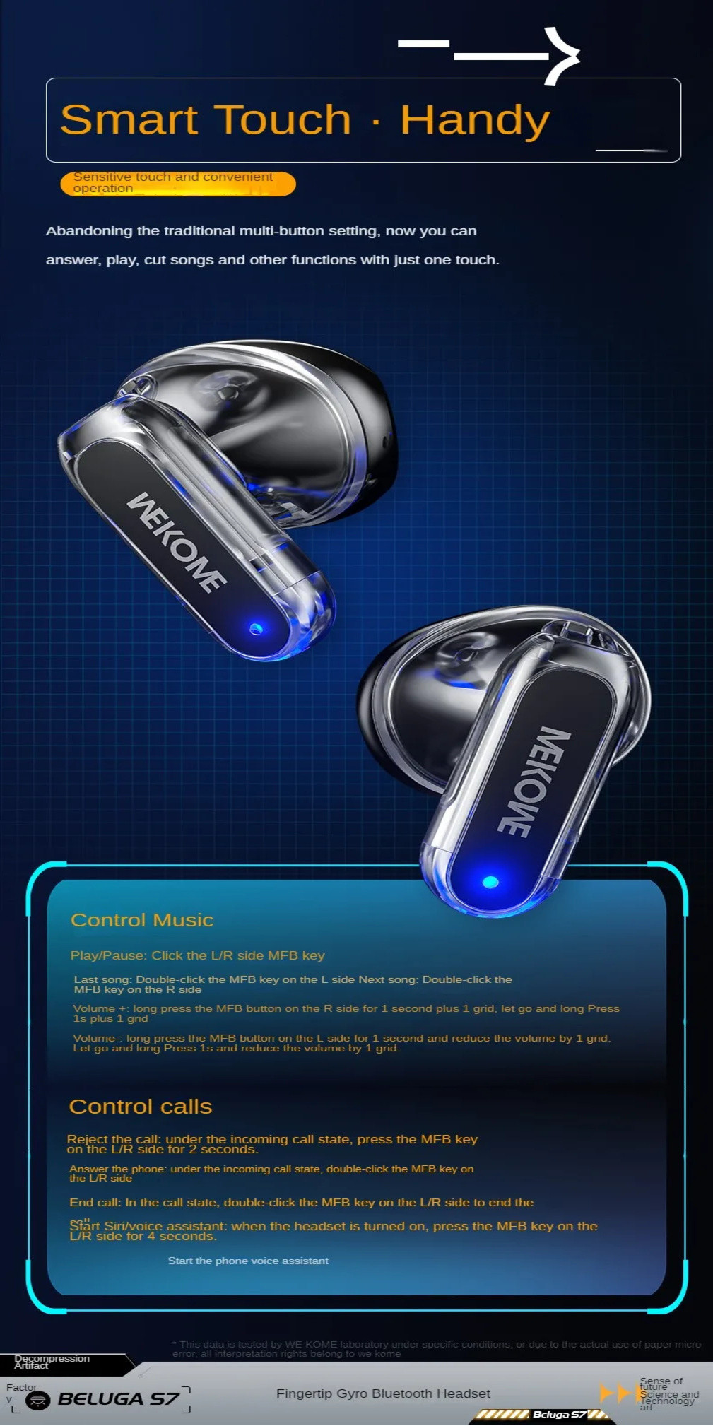 WEKOME Fidget Spinner Shaped Wireless Earbuds V5.3 Bluetooth Earphones