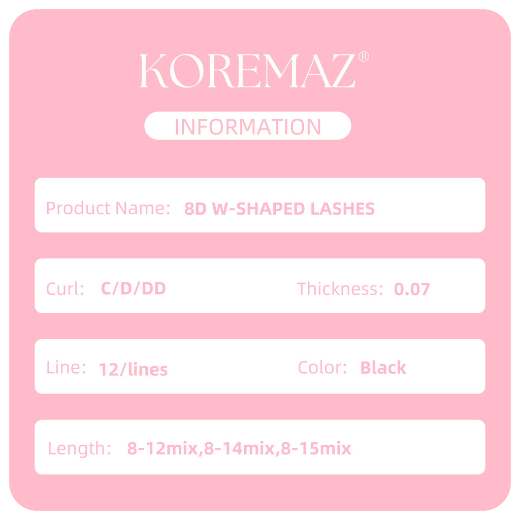 KOREMAZ W Shape 8D Eyelash Extensions Extra Fluff Mega Volume False ...