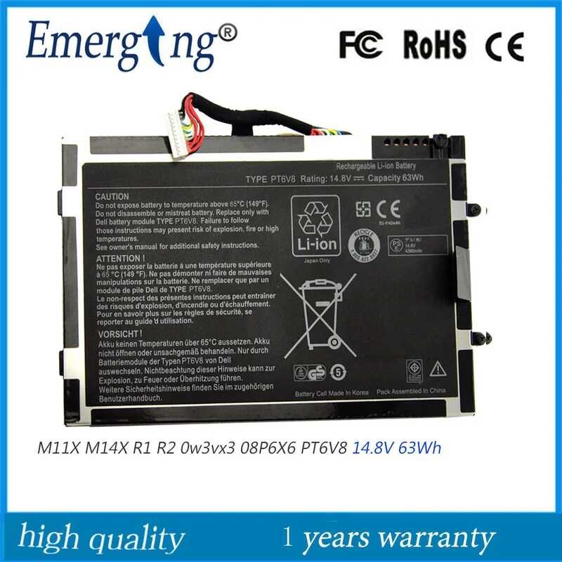 14.8V d77 63WH - PT6V8 Laptop Battery para sa Alienware M11X M14X R1 R2 ...
