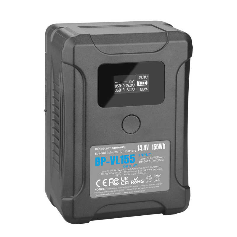 V 155Wh Mount VLock Battery With Display Pd65w Fast Charging For LED