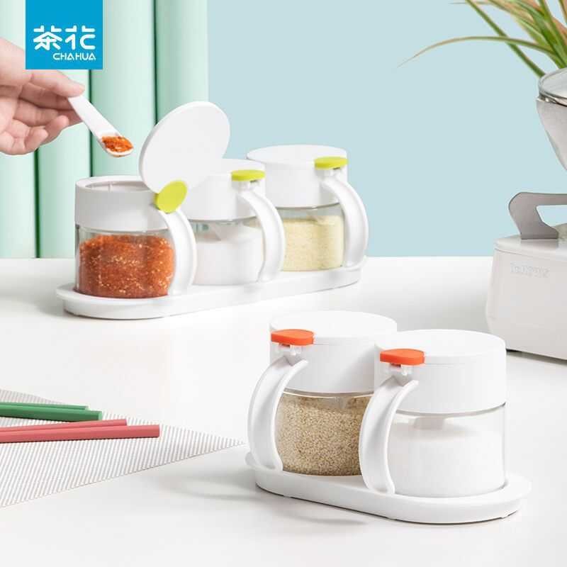Seasoning Camellia Kitchen Box Plastic Transparent Press-Type Seasoning ...