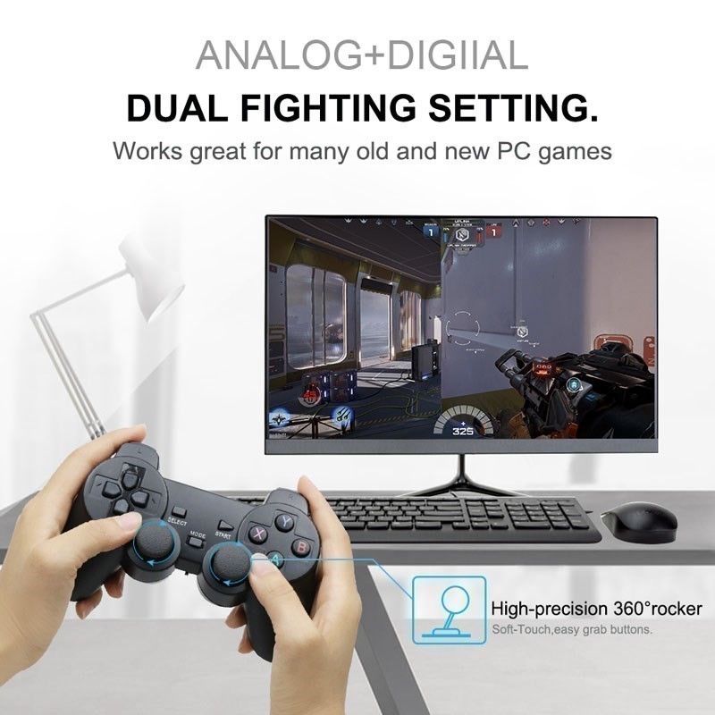 2-Pack 2.4GHz Wireless USB Gamepad Joystick No Delay Controller for PC ...