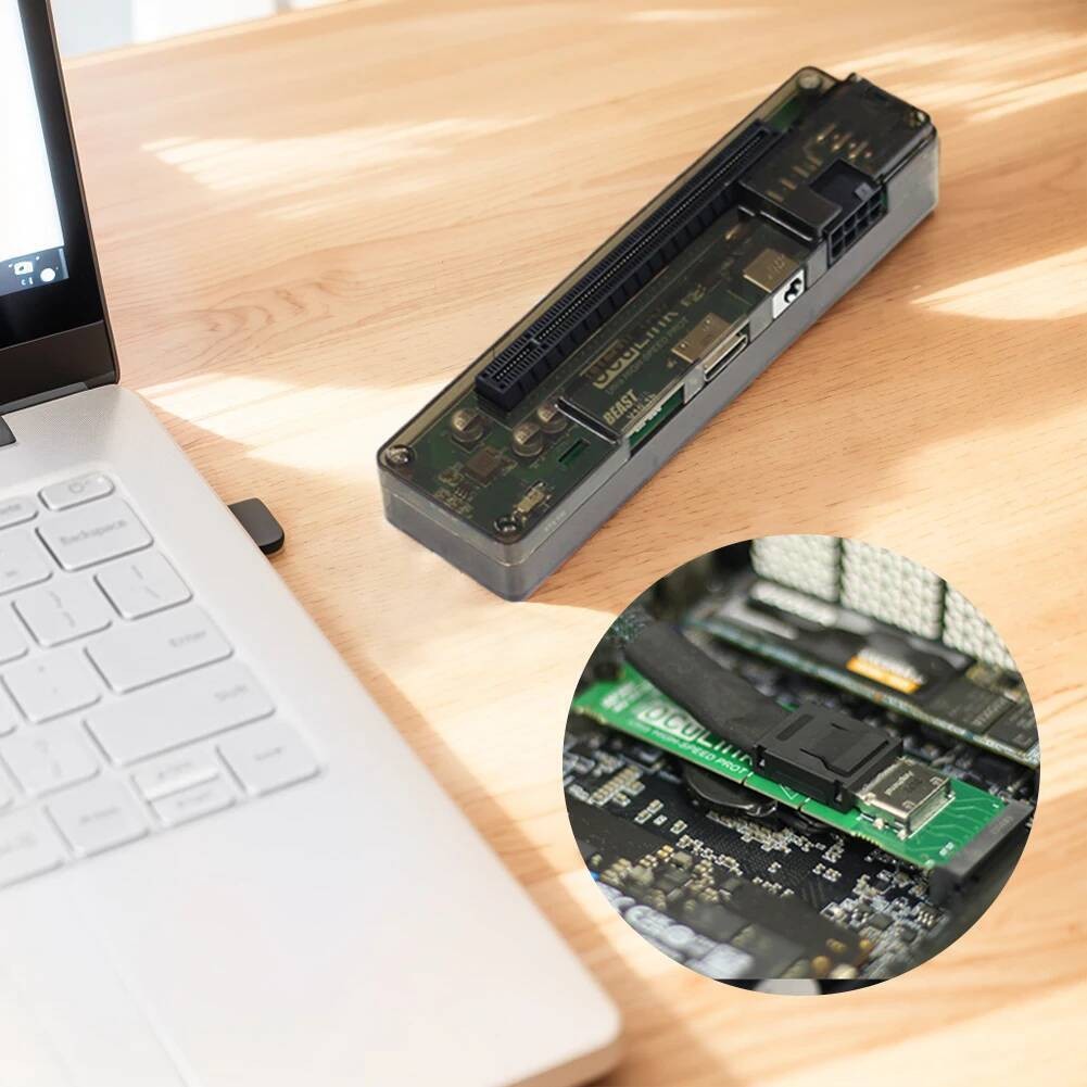 GDC EXP GPU Dock PCIe 4.0 x4 32 Gbps M.2 M key OCuLink for Mini PC ...