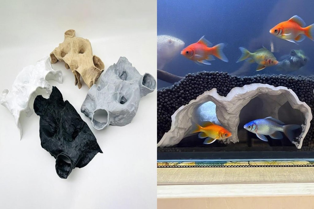 EDI Cichlid Hideout Cave for Shrimp Pleco Aquarium Tunnel Hide Natural ...
