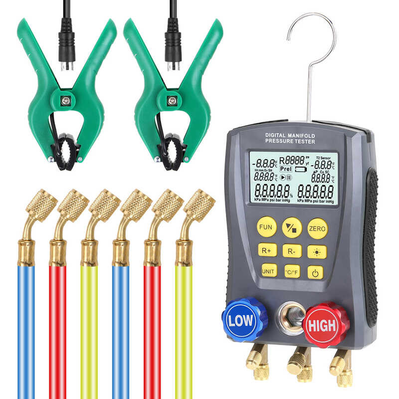 Gauge Refrigeration Digital Vacuum Pressure Manifold Refrigerant Meter ...