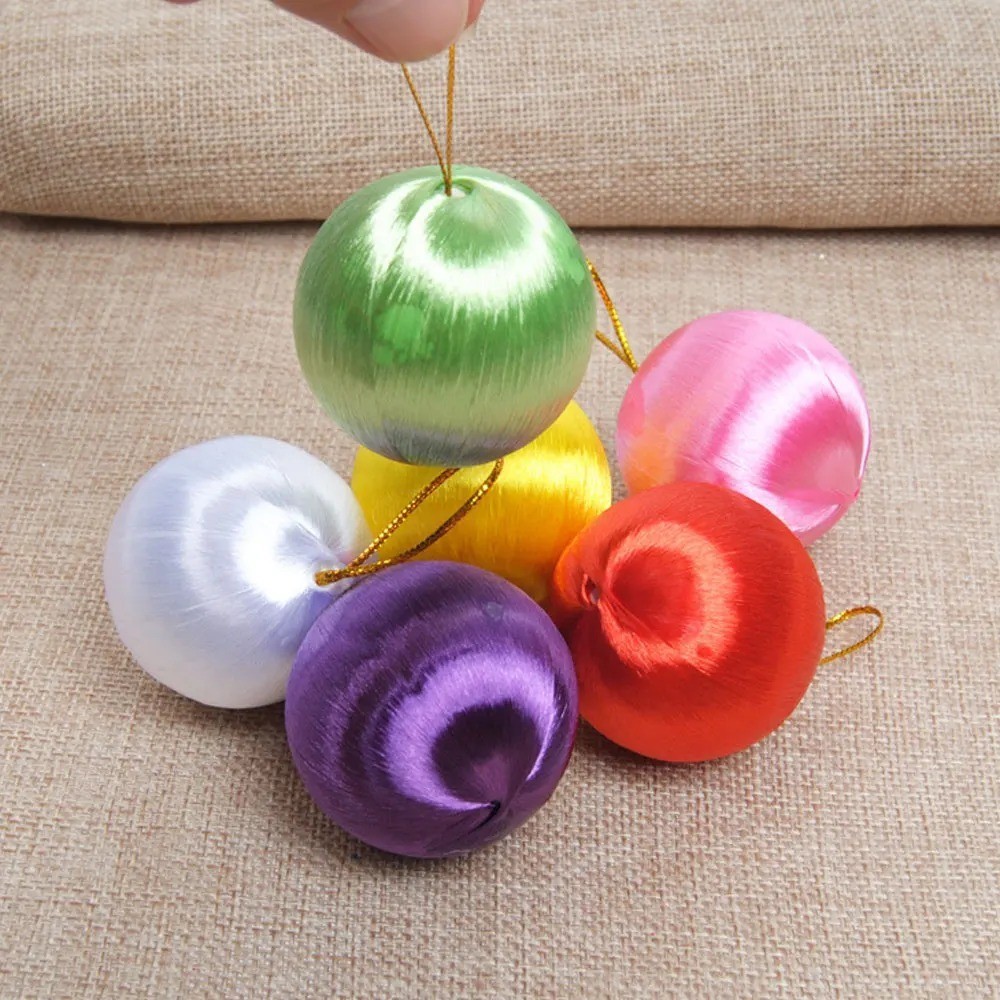 6/12PCS Silk Thread Balls Christmas Pendant Snowball Decor Colorful ...