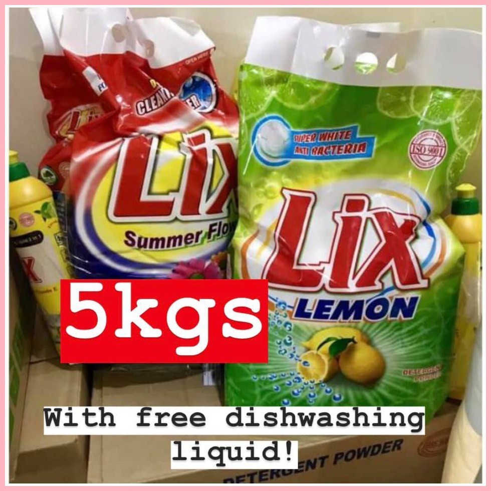 Lix Extra Detergent Powder 5KG with FREE Lix Dishwashing Liquid ...