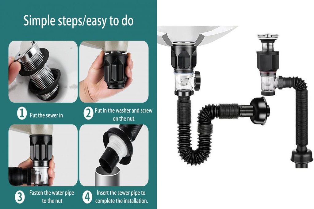 Sink Drain Pipe Kit Wide Applicability Sink Drainage System Flexible