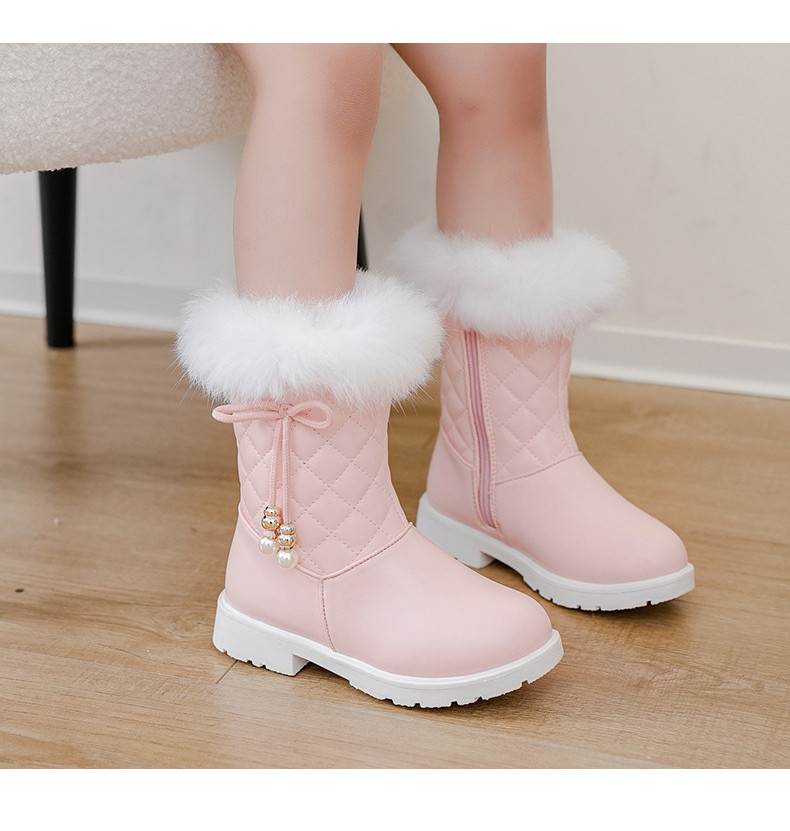 Girls Princess Boots Warm Shoes for Winter Kids Long Boots with Fur ...