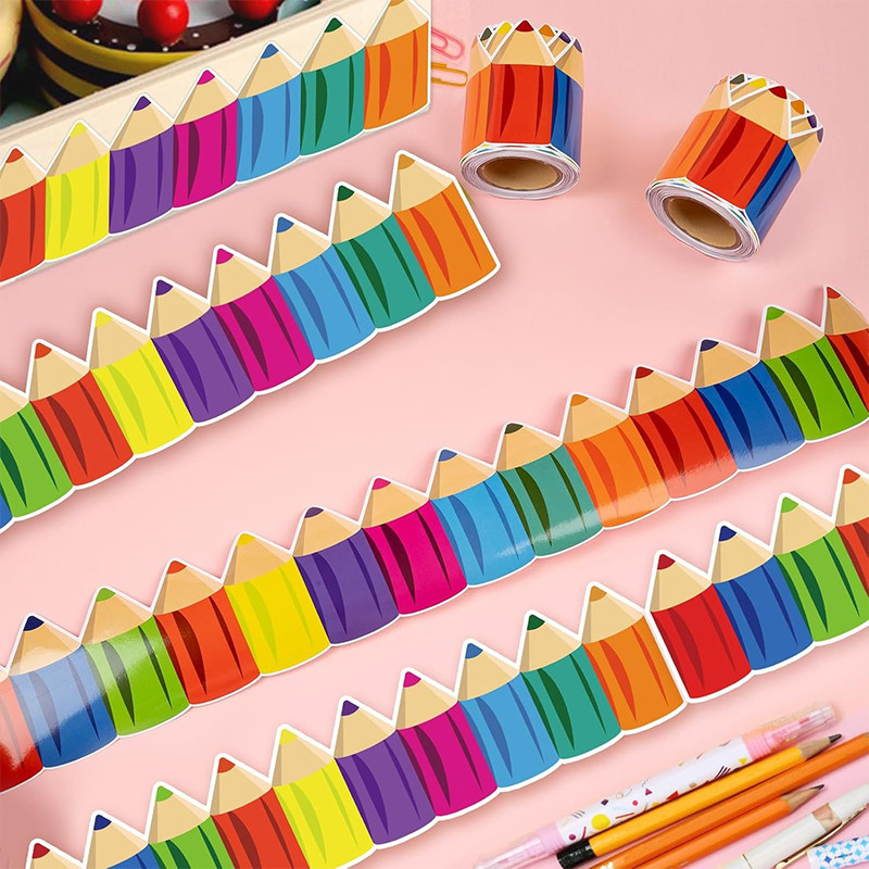 7.9m Blackboard Borders Pencil Pattern Bulletin Border Wall Decals Trim ...