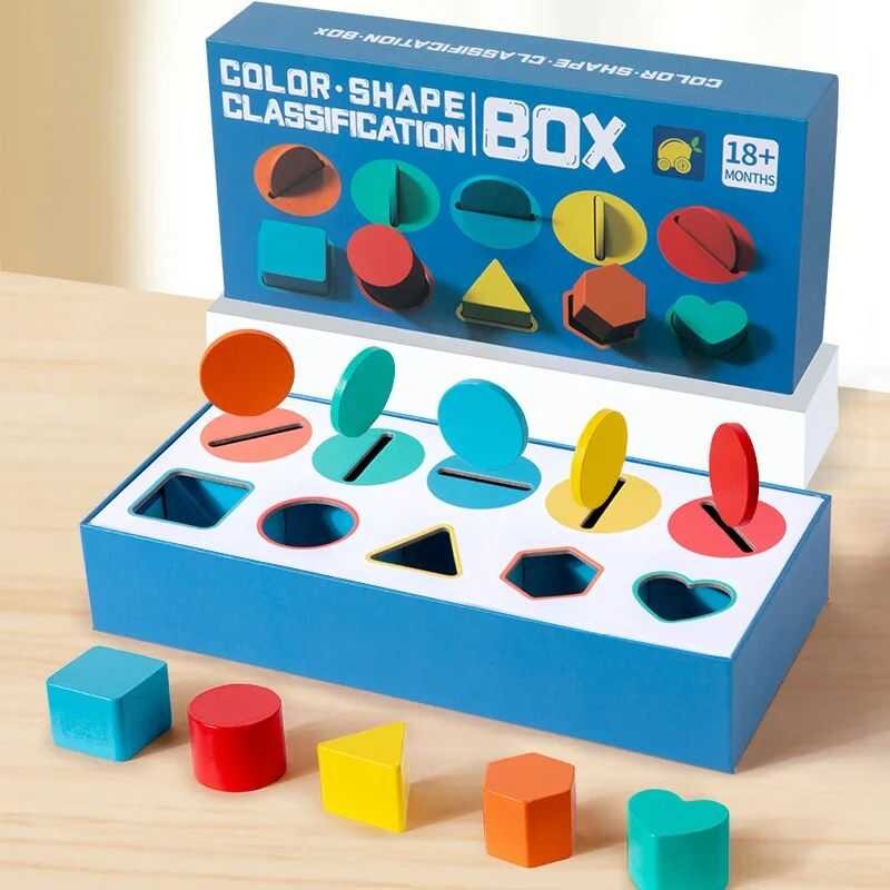 Montessori Early Education Coin Box Baby Color Recognition Shape ...
