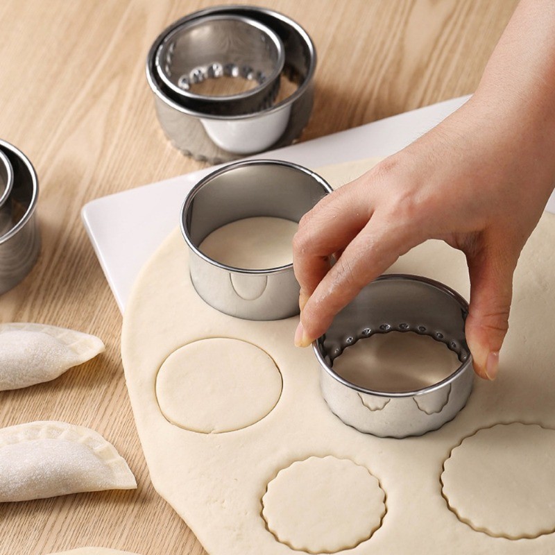 3pcs Stainless Steel Cookie Cutter Round Shape DIY Biscuit Pastry ...