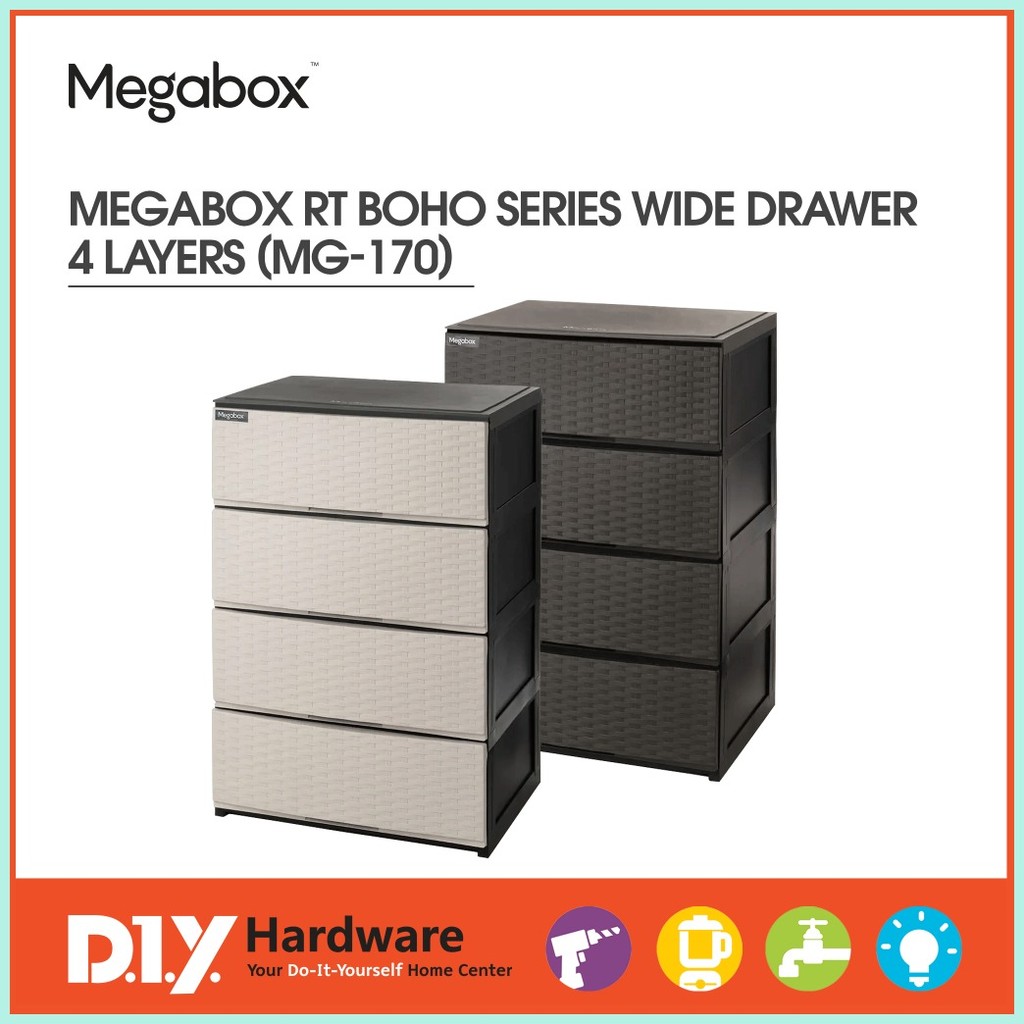MEGABOX by DIY Hardware RT Boho Series Wide Drawer 4 Layers (MG-170 ...