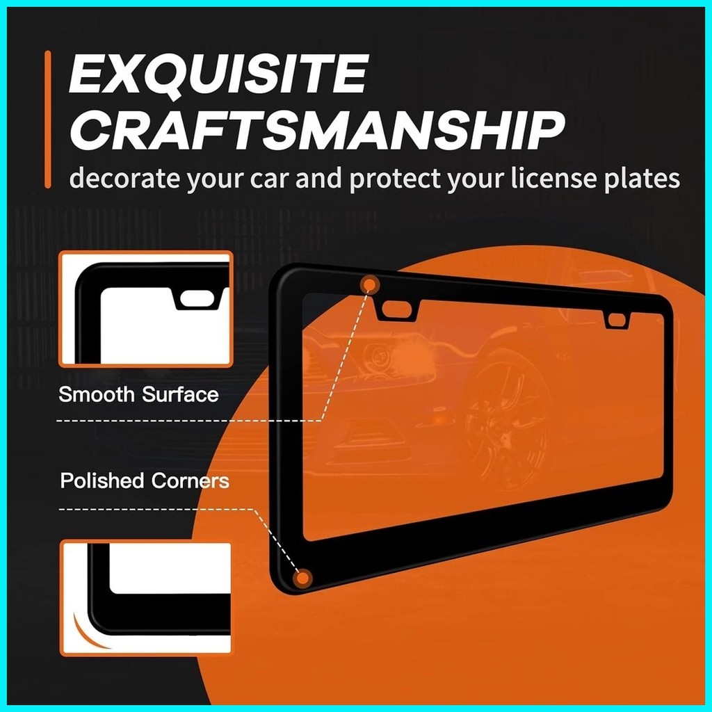 2pcs Car Number Plate License Frame Cover Stainless Steel Car Plate ...