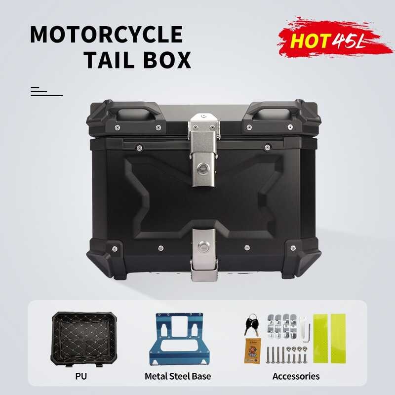 Helmet 45L Motorcycle Box Top Tail Lage Storage Tool Cases Lock For ...