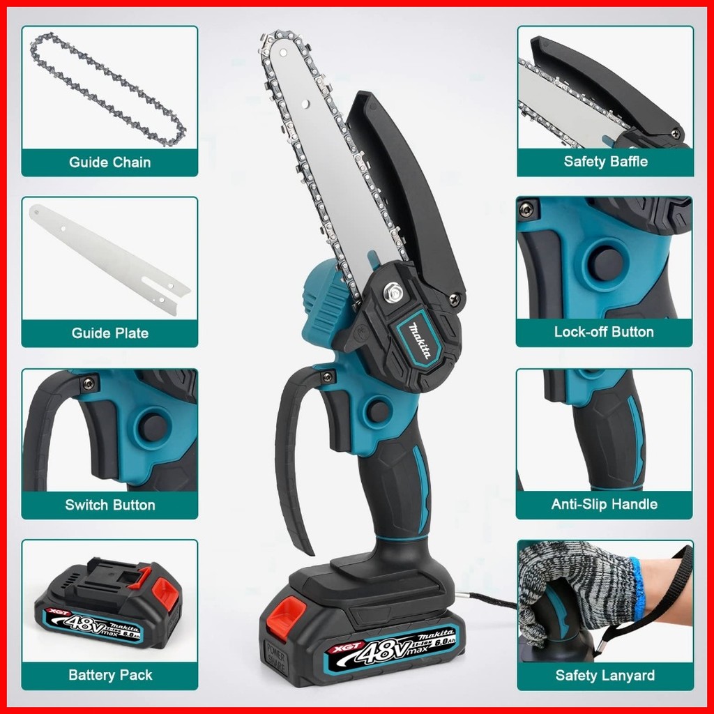 ♟ Electric Chainsaw 6 Inch Cordless Portable Handheld 48V Battery