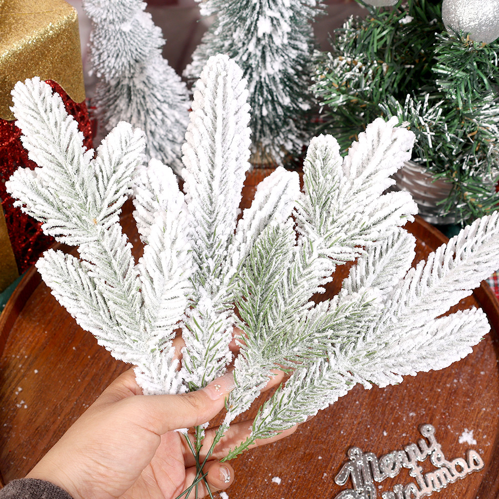 Artificial Pine Needles Christmas Snow Frosted Branches Flocked Pine