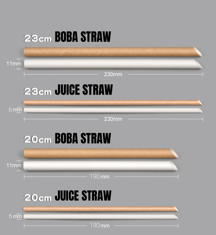 Paper Straw Individual Wrapped 19/23 CM Kraft & White Juice Straw BOBA ...