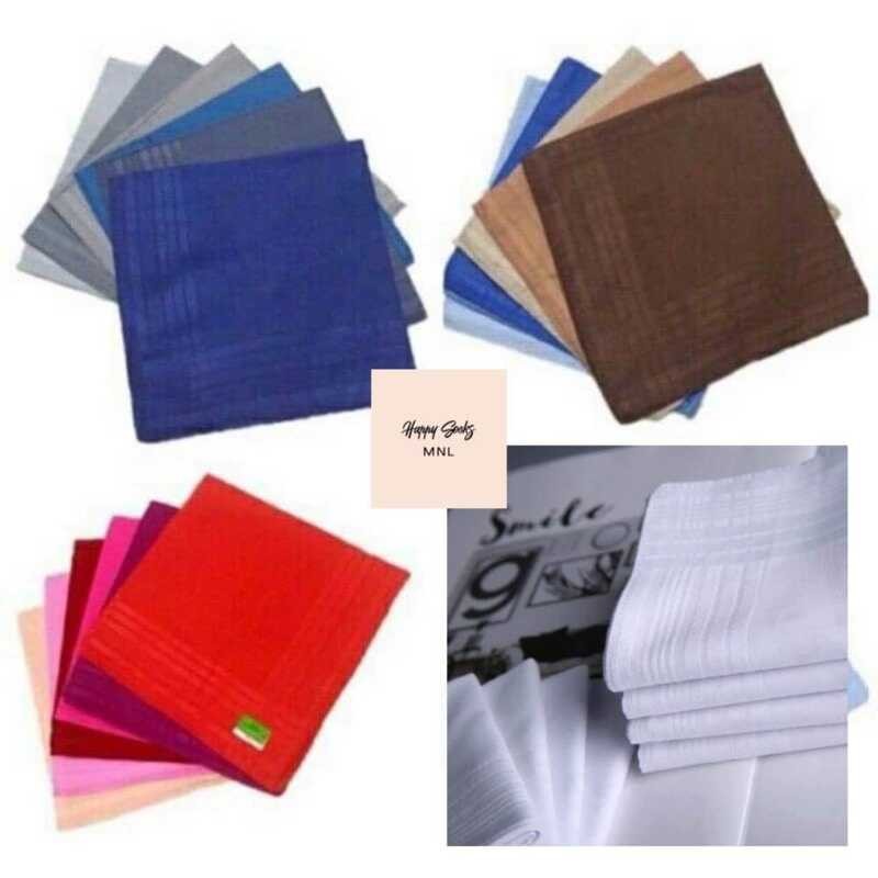 12Pcs White -Plain Colored Cotton Handkerchief Panyo 851 | Shopee ...