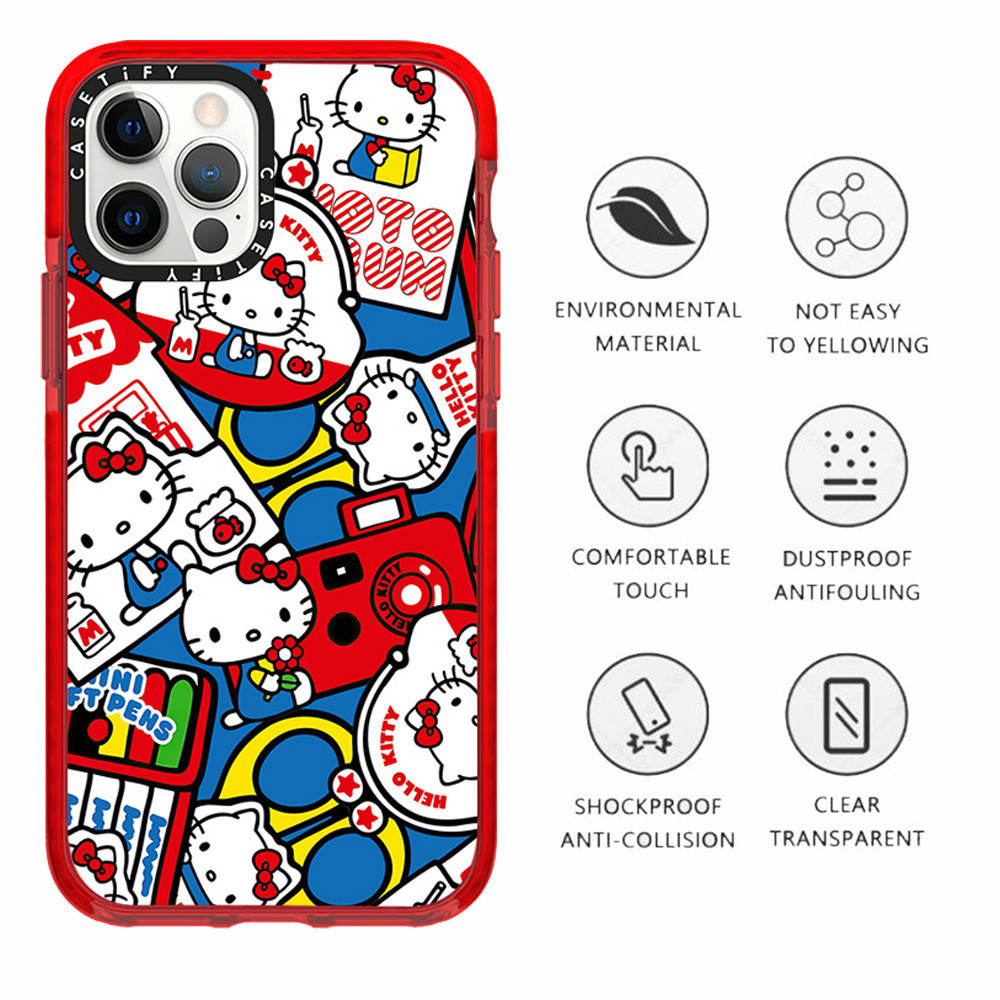 CASETiFY【Cartoon Cute HelloKitty Cat Sticker】Phone Case For iPhone 15 ...